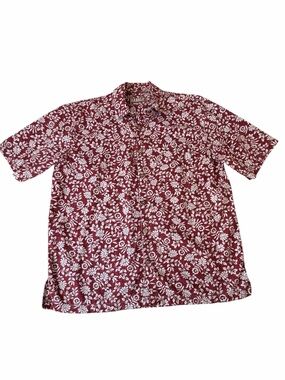 Mens Kahala 1936 Crimson Hawaiian Tropical Shirt, Large